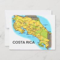 COSTA RICA Map Postcard