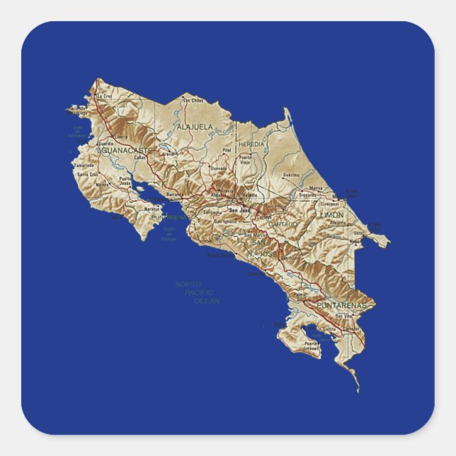Costa Rica Map Sticker (Front)