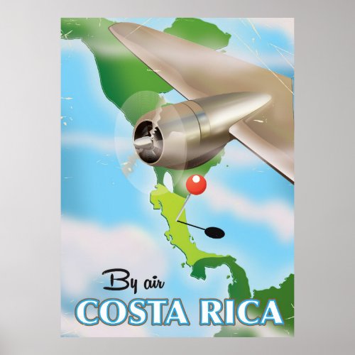 Costa Rica Map vintage travel poster