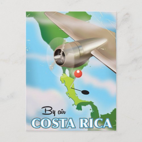 Costa Rica Map vintage travel poster Postcard