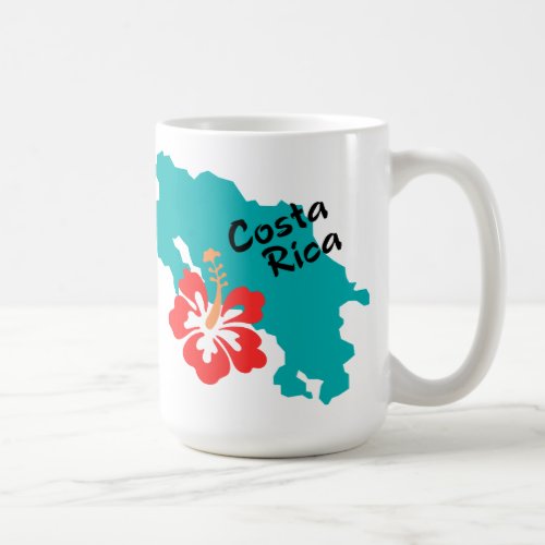 Costa Rica map with hibiscus Coffee Mug