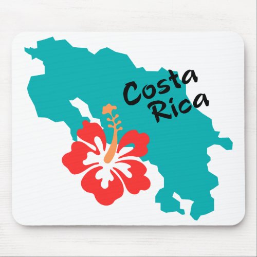 Costa Rica map with hibiscus Mouse Pad