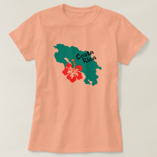 Costa Rica map with hibiscus T-Shirt