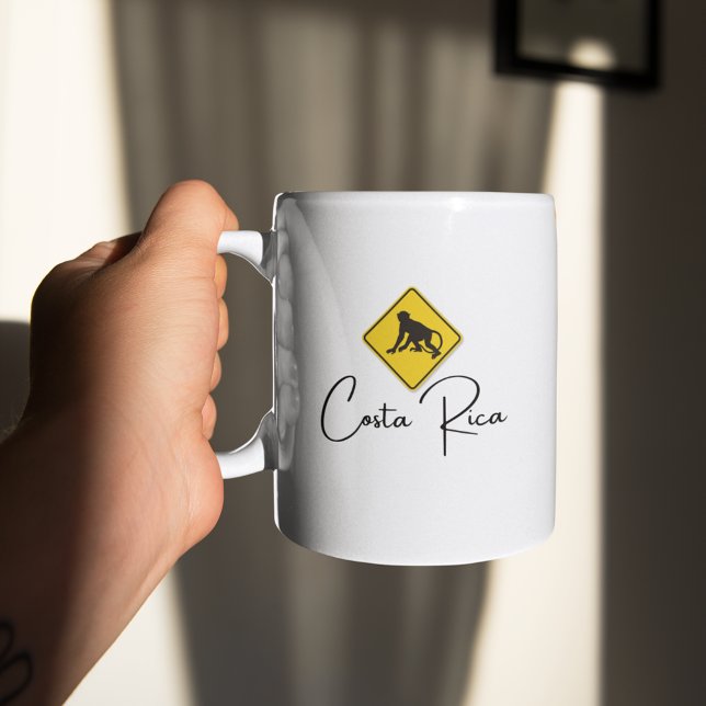 Costa Rica Monkey Crossing Sign Pura Vida Souvenir Coffee Mug (Costa Rica Monkey Crossing Sign Pura Vida Souvenir Coffee Mug)