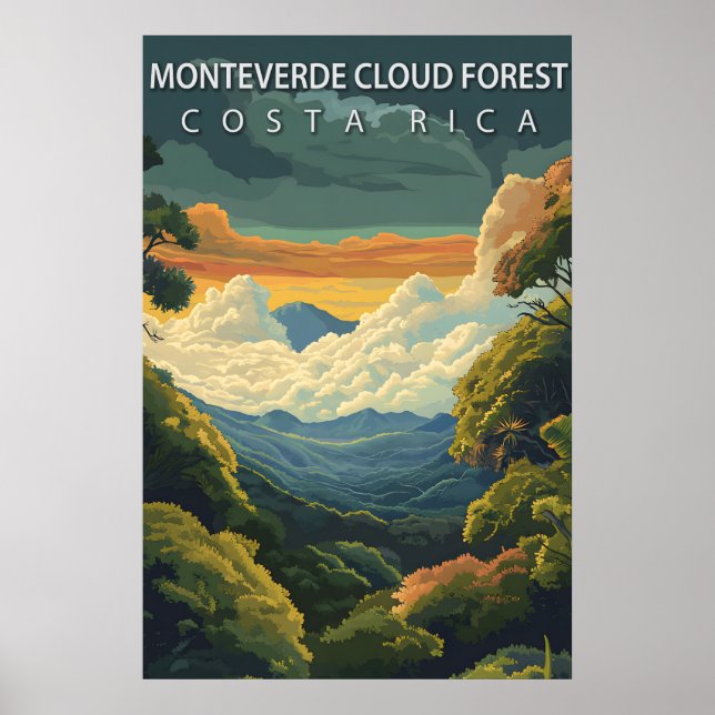 Costa Rica Monteverde Cloud Forest Travel Poster (Front)