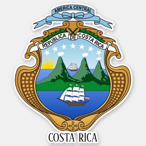 Costa Rica National Coat Of Arms Patriotic Sticker