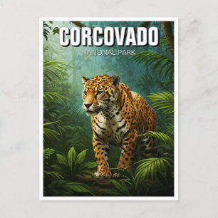 Costa Rica National Park Travel Jaguar Postcard