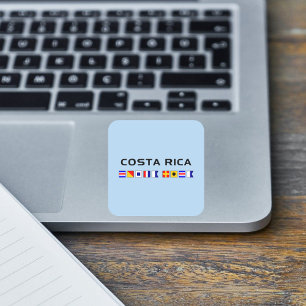 Costa Rica Nautical Maritime Sailing Flags Square Sticker