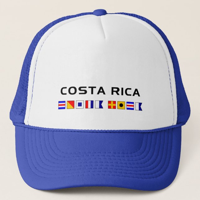 Costa Rica Nautical Maritime Sailing Flags Trucker Hat (Front)