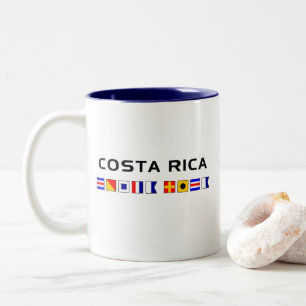 Costa Rica Nautical Maritime Sailing Flags Two-Tone Coffee Mug