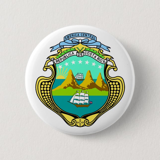 Costa Rica Official Coat Of Arms Heraldry Symbol Button (Front)