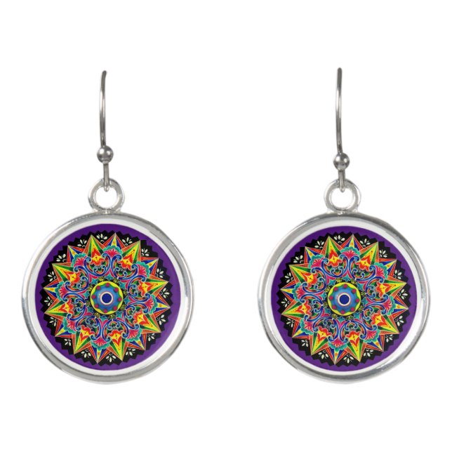 Costa Rica Ox Cart Wheel Carreta Earrings Gift (Front)
