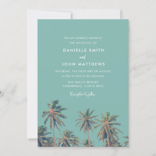 Costa Rica Palms Beach Wedding Invitation
