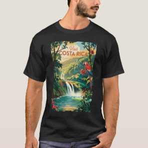 Costa Rica Parrot Illustration Travel Art Vintage T-Shirt