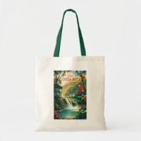 Costa Rica Parrot Illustration Travel Art Vintage