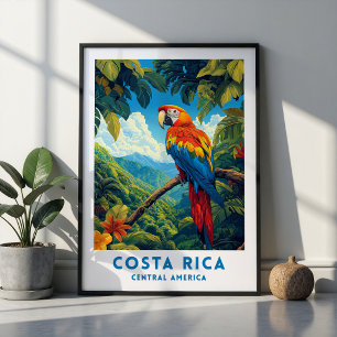 Costa Rica Parrot Travel Poster Wall Art