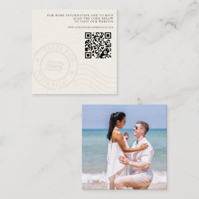 Costa Rica Passport Wedding QR Enclosure Card (Front/Back)