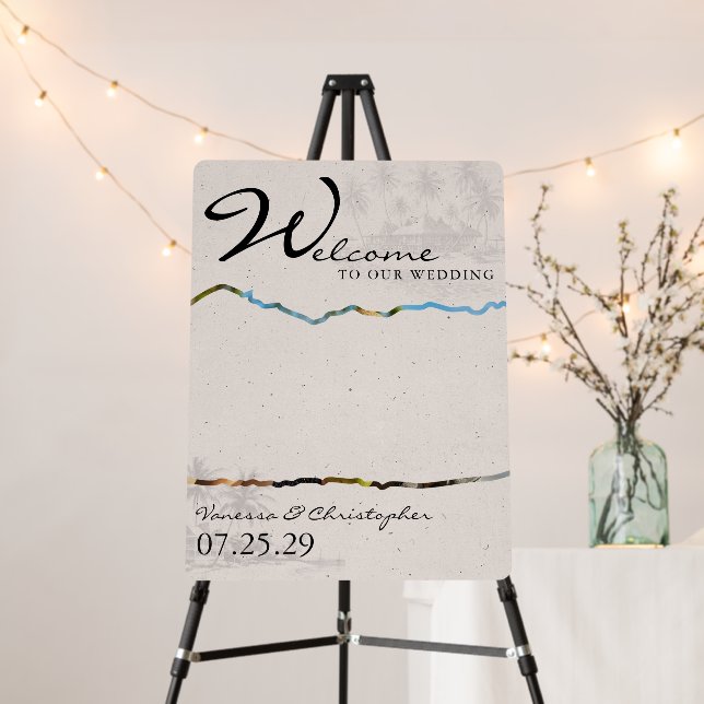 Costa Rica Passport Wedding Welcome Sign (In Situ (Stand))