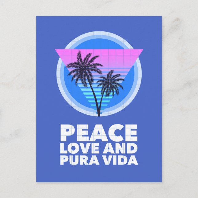 Costa Rica Peace Love and Pura Vida  Postcard (Front)