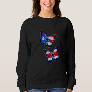 Costa Rica Puerto Rico bicultural roots Butterfly  Sweatshirt