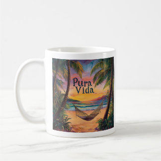 Costa Rica Pura Vida Beach Sunset and Hammock Coff Coffee Mug