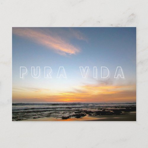 Costa Rica Pura Vida Beach Sunset Postcard