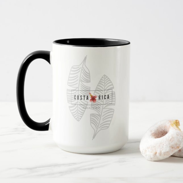 Costa Rica Pura Vida Hibiscus Flower Mug (With Donut)
