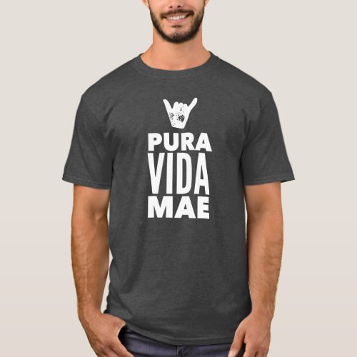 Costa Rica Pura Vida Mae Shaka Sign Surfing T_Shirt