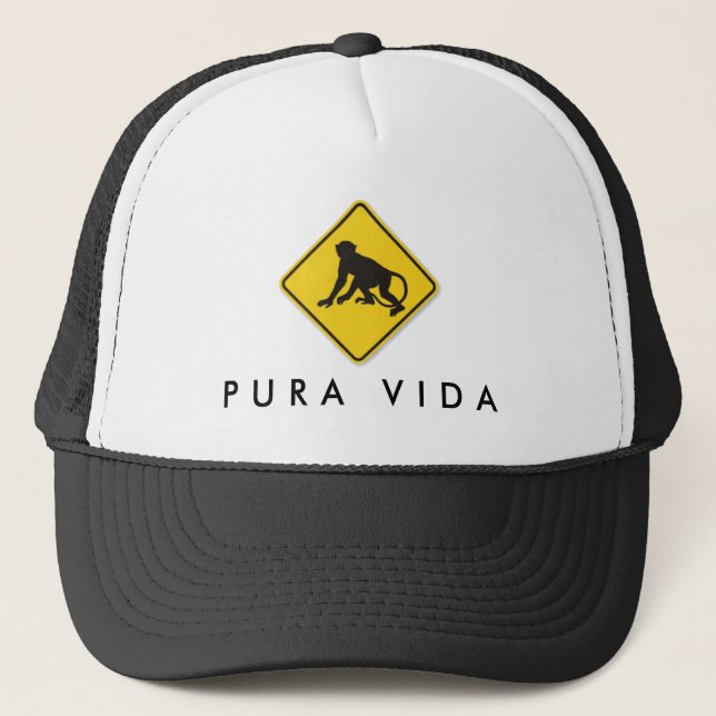 Costa Rica Pura Vida Monkey Crossing  Trucker Hat (Front)