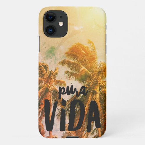 Costa Rica Pura Vida Palm Tree iPhone 11 Case