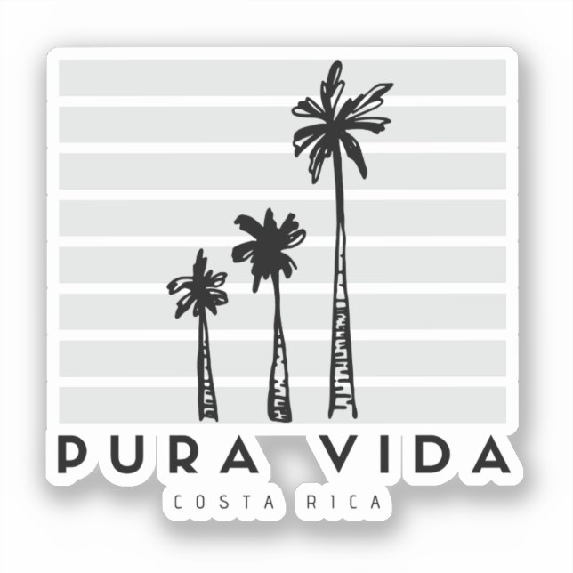 Costa Rica Pura Vida Palm Tree Souvenir Sticker (Front)