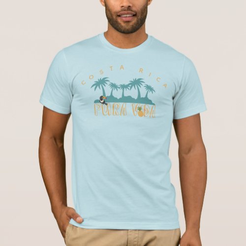 Costa Rica Pura Vida Palm Tree Toucan Beach T_Shirt