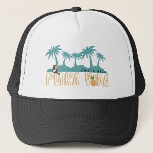 Costa Rica Pura Vida Palm Tree Toucan Beach Trucker Hat