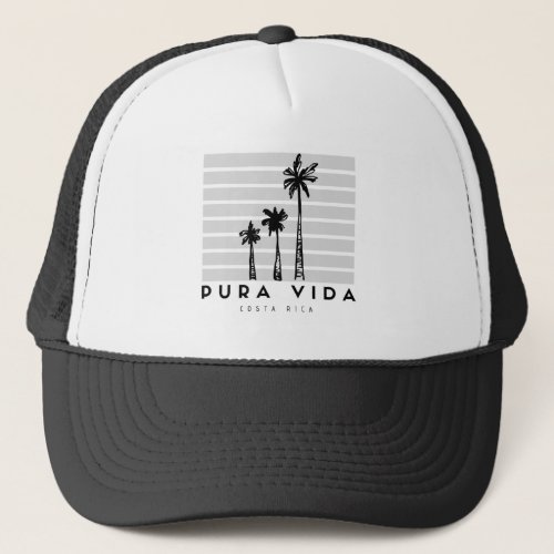 Costa Rica Pura Vida Palm Tree Trucker Hat