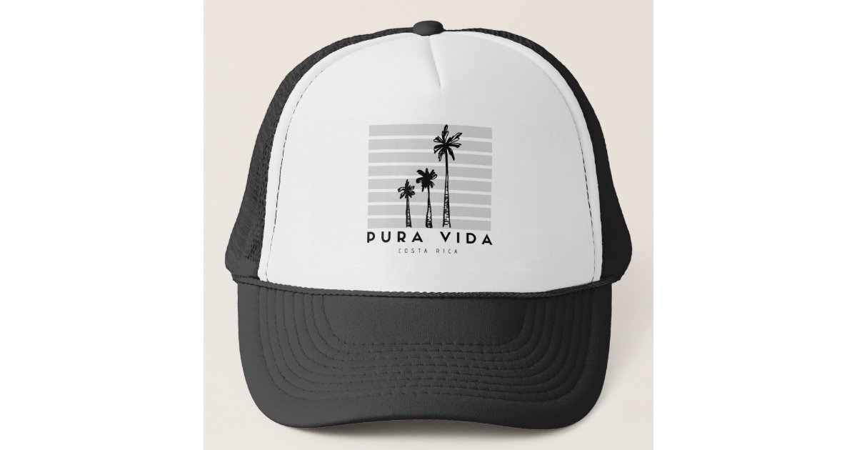 Costa Rica Pura Vida Palm Tree Trucker Hat