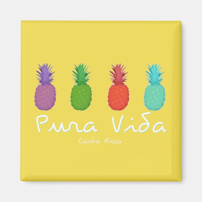 Costa Rica Pura Vida Pineapple Magnet (Front)