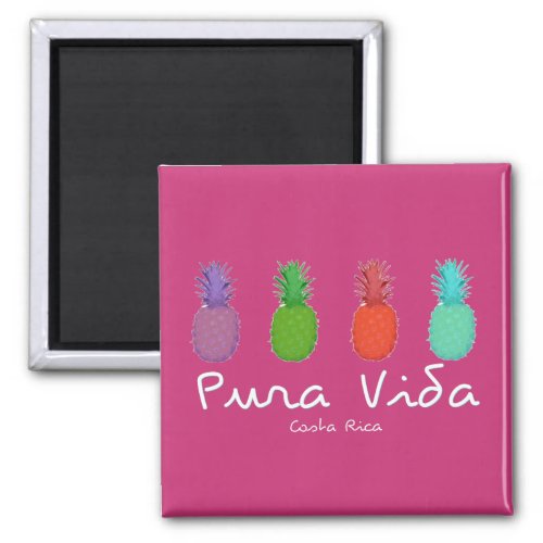 Costa Rica Pura Vida Pineapple Magnet  Pink