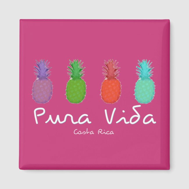 Costa Rica Pura Vida Pineapple Magnet | Pink