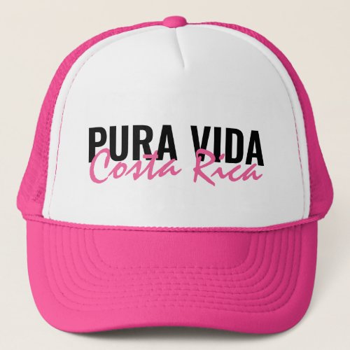 Costa Rica Pura Vida Pink and Black Womens Trucker Hat