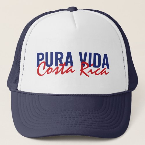 Costa Rica Pura Vida Red and Blue Trucker Hat