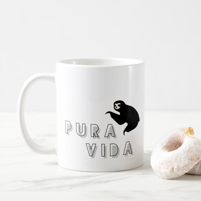 Costa Rica Pura Vida Sloth Coffee Mug (With Donut)