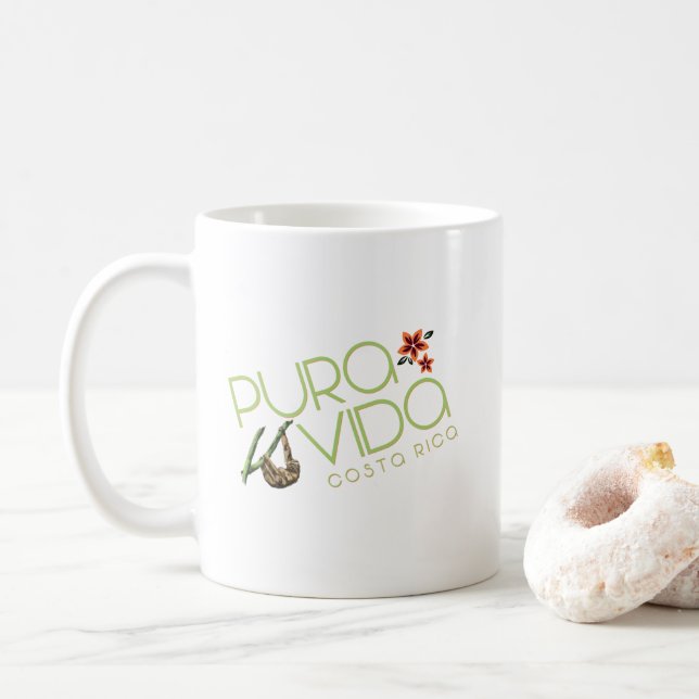 Costa Rica Pura Vida Sloth Coffee Mug (With Donut)