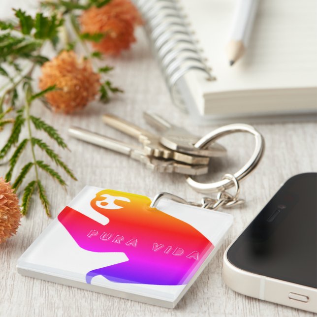 Costa Rica Pura Vida Sloth Keychain (Front Right)