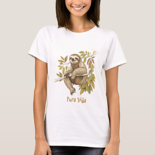 Costa Rica Pura Vida Sloth Shirt (Front)