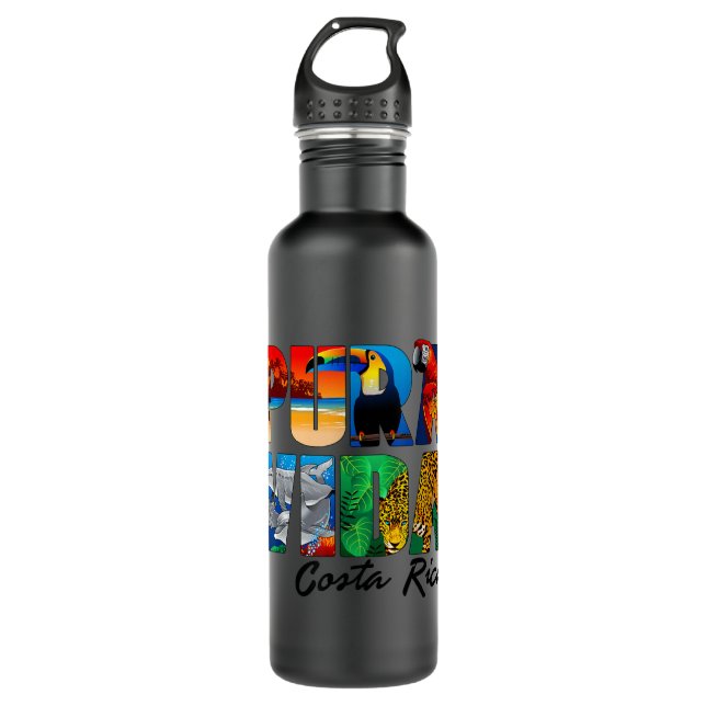 Costa Rica pura vida  Stainless Steel Water Bottle (Front)