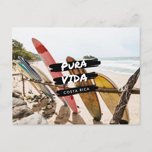 Costa Rica Pura Vida Surfboard Photo Postcard