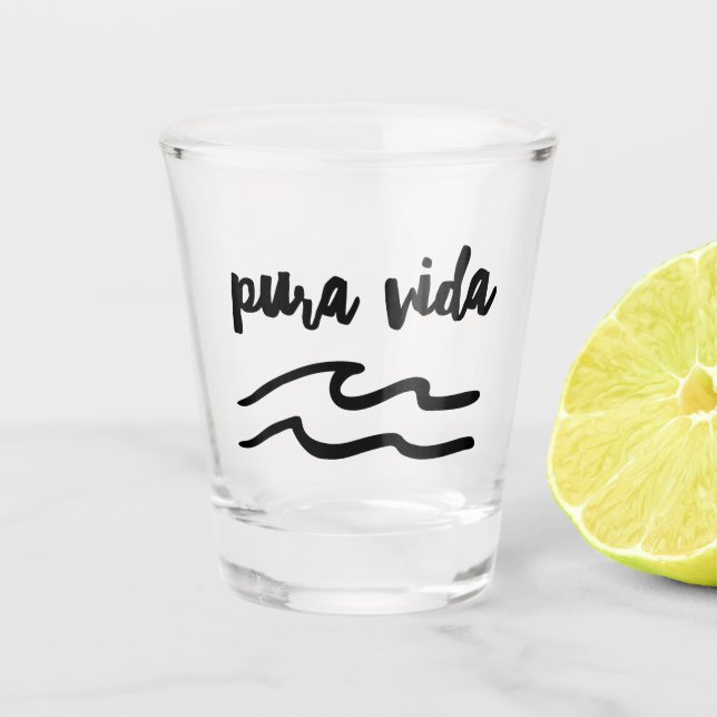 Costa Rica Pura Vida Wave Souvenir  Shot Glass (Front)