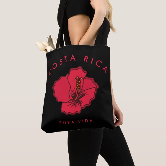 Costa Rica Red Hibiscus Beach Tote (Close Up)