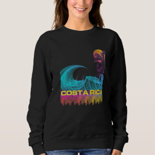 Costa Rica  Retro 80s Style Vintage Vaporwave Surf Sweatshirt