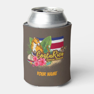 Costa Rica retro big cat vintage flag Souvenir Can Cooler